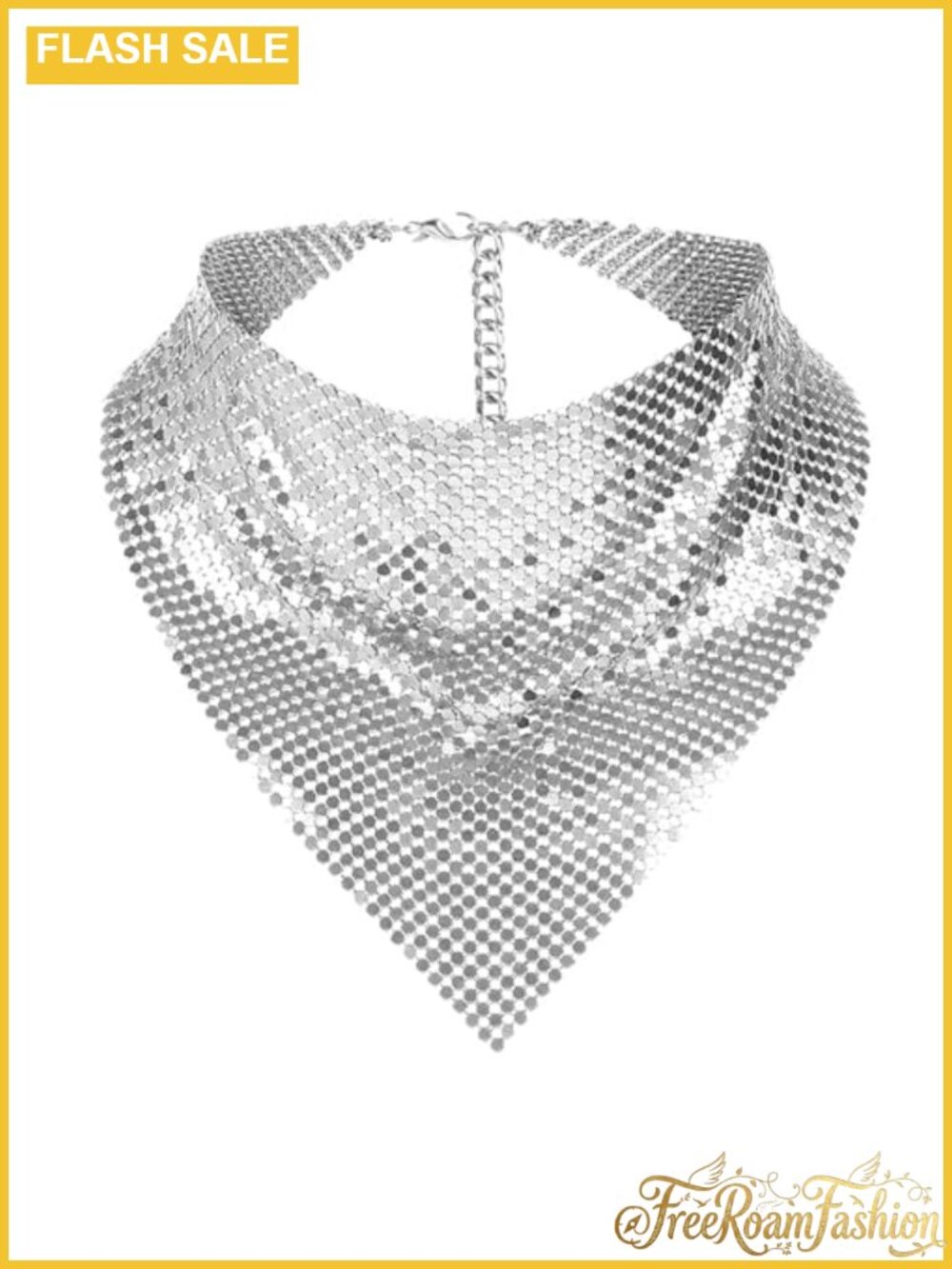Shiny Sequins Triangle Scarf Punk Necklace Bling Party Costume Accessory
